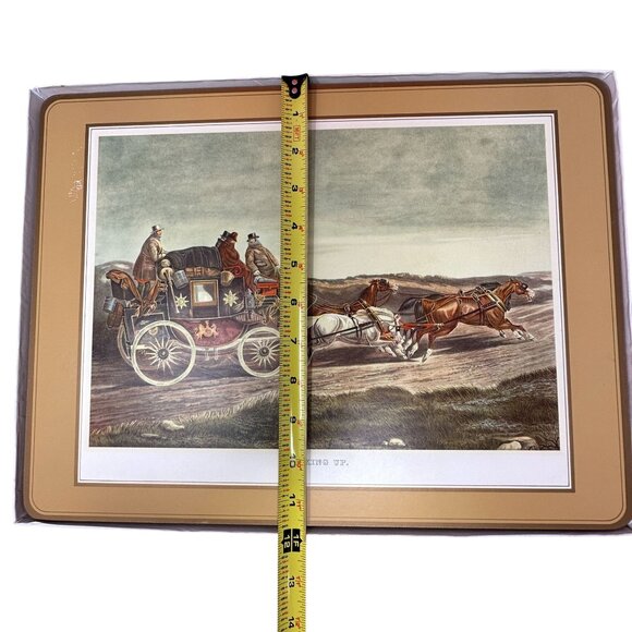 Vintage Stagecoach Horses Placemat Art Print by Charles  Pimpernel Stage Coach Cork Placemats Charles Cooper Old West Art 15x12 READ